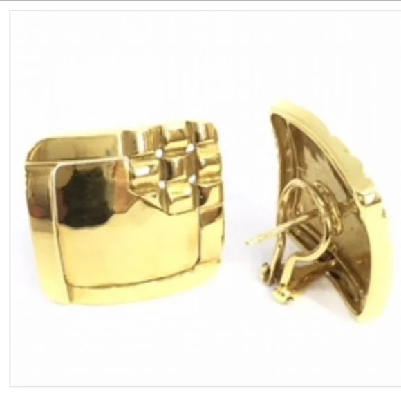 Gucci 18K YG Hand Hammered Earrings friction posts - Picture 2 of 3